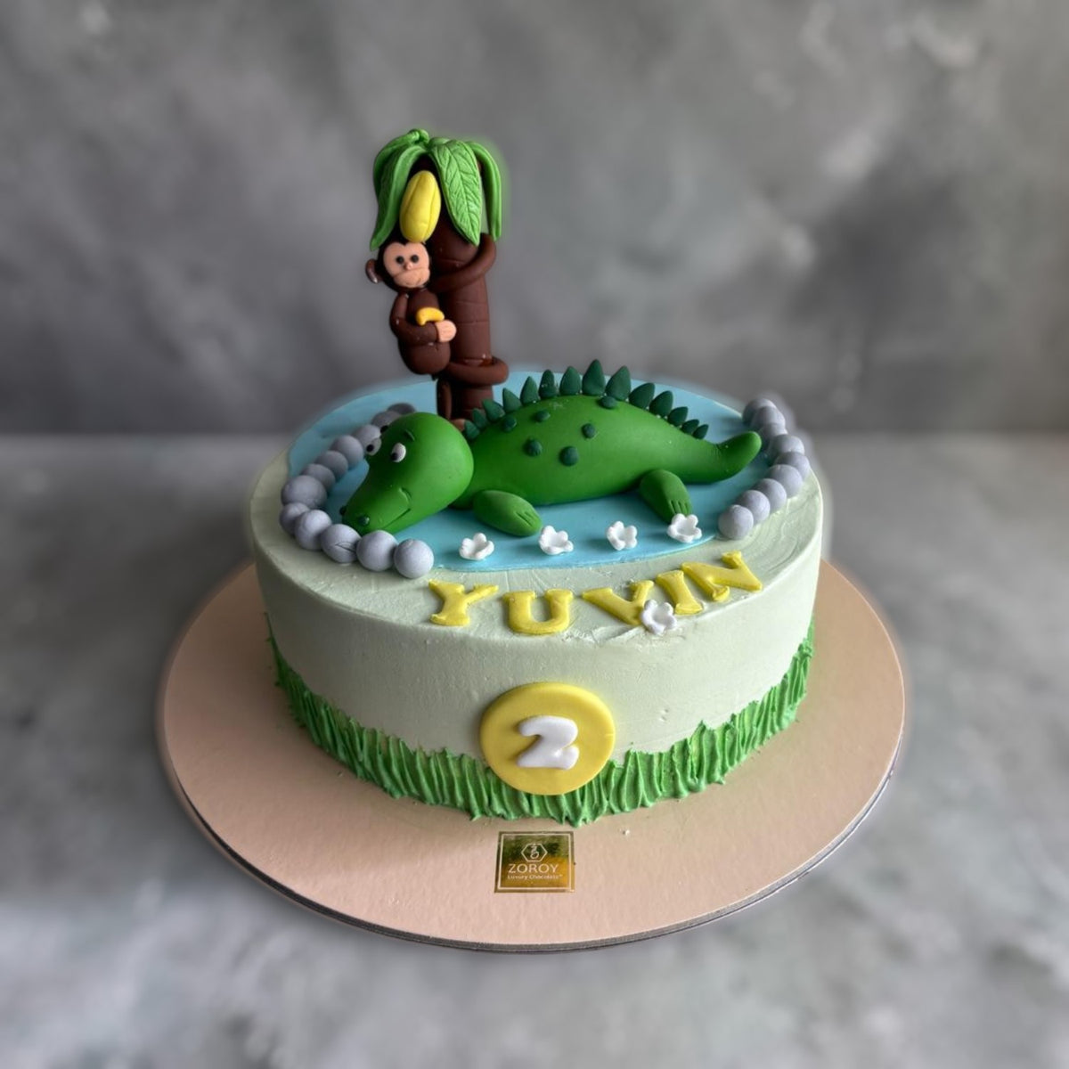 Crocodile & Monkey Jungle Theme Cake