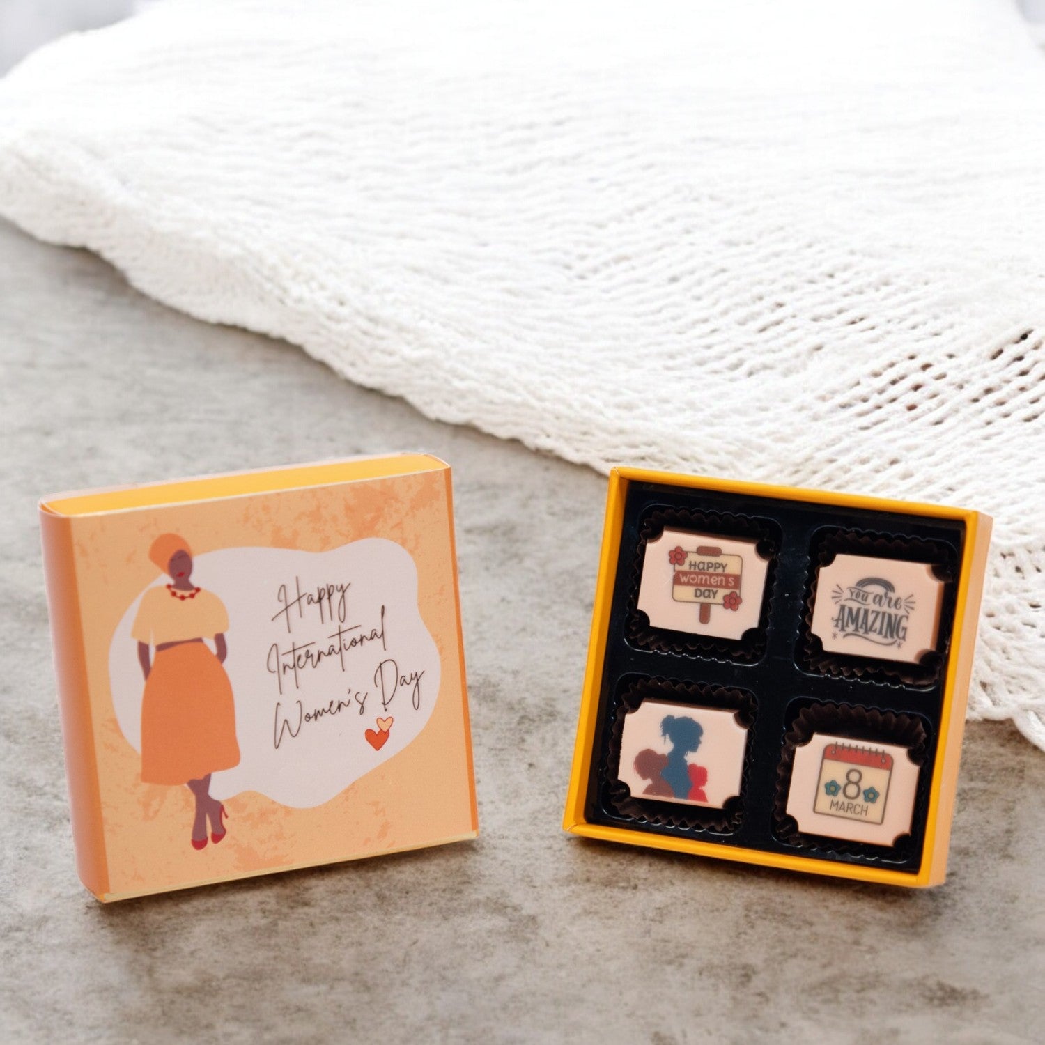 Zoroy Luxury Chocolate Box of 4 choco delight | International Women's Day | Printed chocolates |