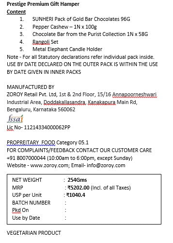 ZOROY Prestige Premium Gift Hamper | Gourmet Chocolates & Pepper Cashews | Diwali, Corporate & Bulk Gifting**"