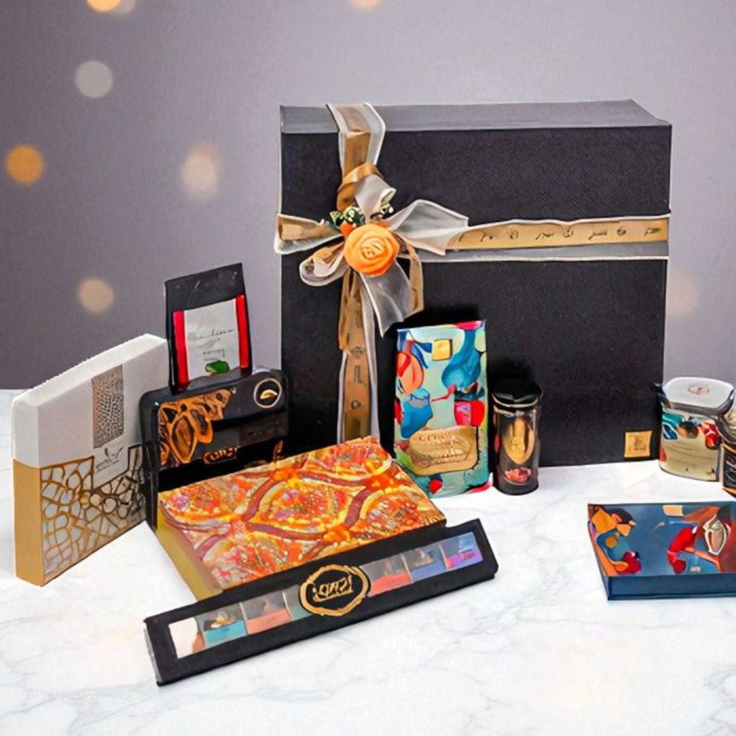 ZOROY Luxury Chocolate Leather feel Luxury Hamper| Belgian style chocolate | Chocolate coated nuts and Fruits | Arabica Coffee | Green Tea | Hot Chocolate Premix | Electric Diffuser | 100% Veg