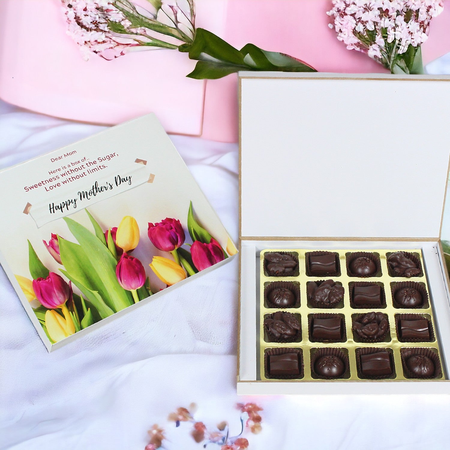 ZOROY Mothers Day special 59% Vegan Dark Sugarfree Chocolates | No added Sugar | No Maltitol | Monk Fruit Sweetened | 16nos
