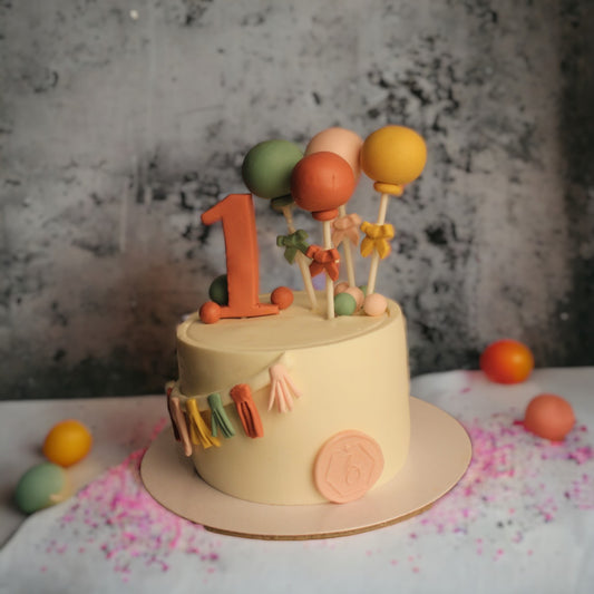 ZOROY 1st Birthday cake with balloons