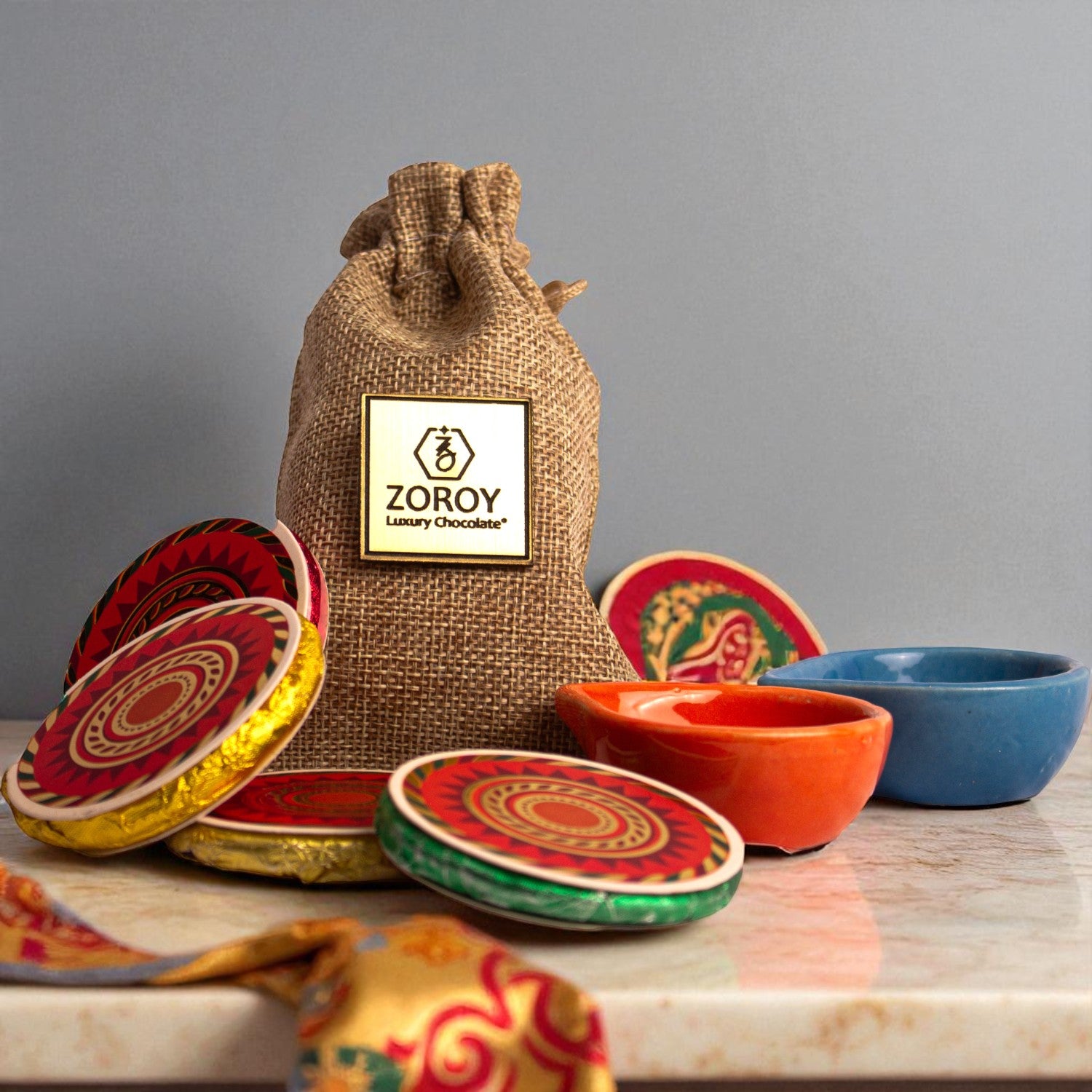 ZOROY Pataka Hamper – Festive Dry Fruit & Diya Gift Box with Mixed Dry Fruits, Ceramic Diyas & Choco Biscuits | Diwali, Corporate & Bulk Festive Gifting