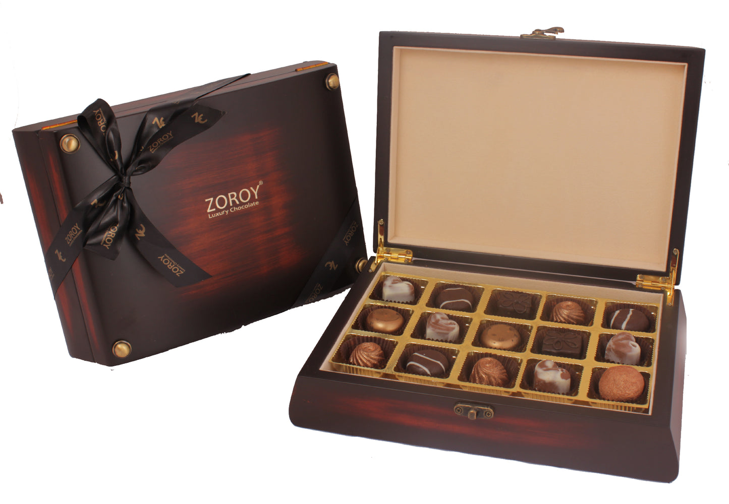 Pure Wood Classy Bolt Box with 15 Belgian chocolates