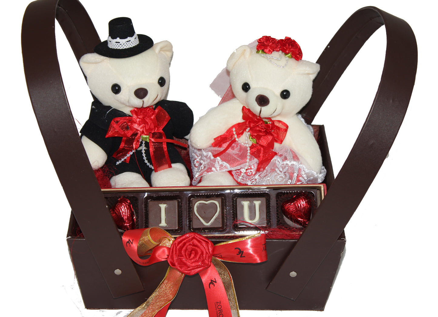 ZOROY The perfect Couple Hamper- teddies and a box with ILU chocolates