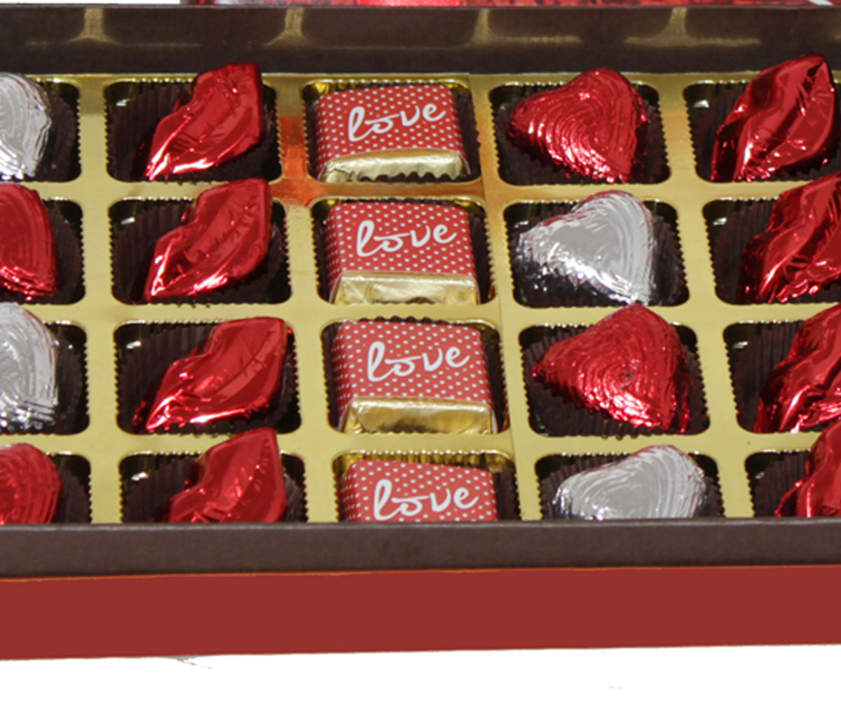 Zoroy Luxury Chocolate Valentines Day Love Gift Eternal Love - Box With 20 Milk Chocolates In Love Shapes For Girlfriend | BoyFriend Anniversary Gifts For Wife | Husband | Love Message Chocolates