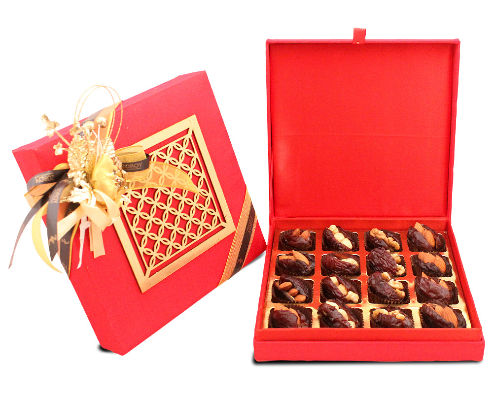 ZOROY Eid & Ramadan special Silk Box with 16 dry fruit Dates - 190 Gms