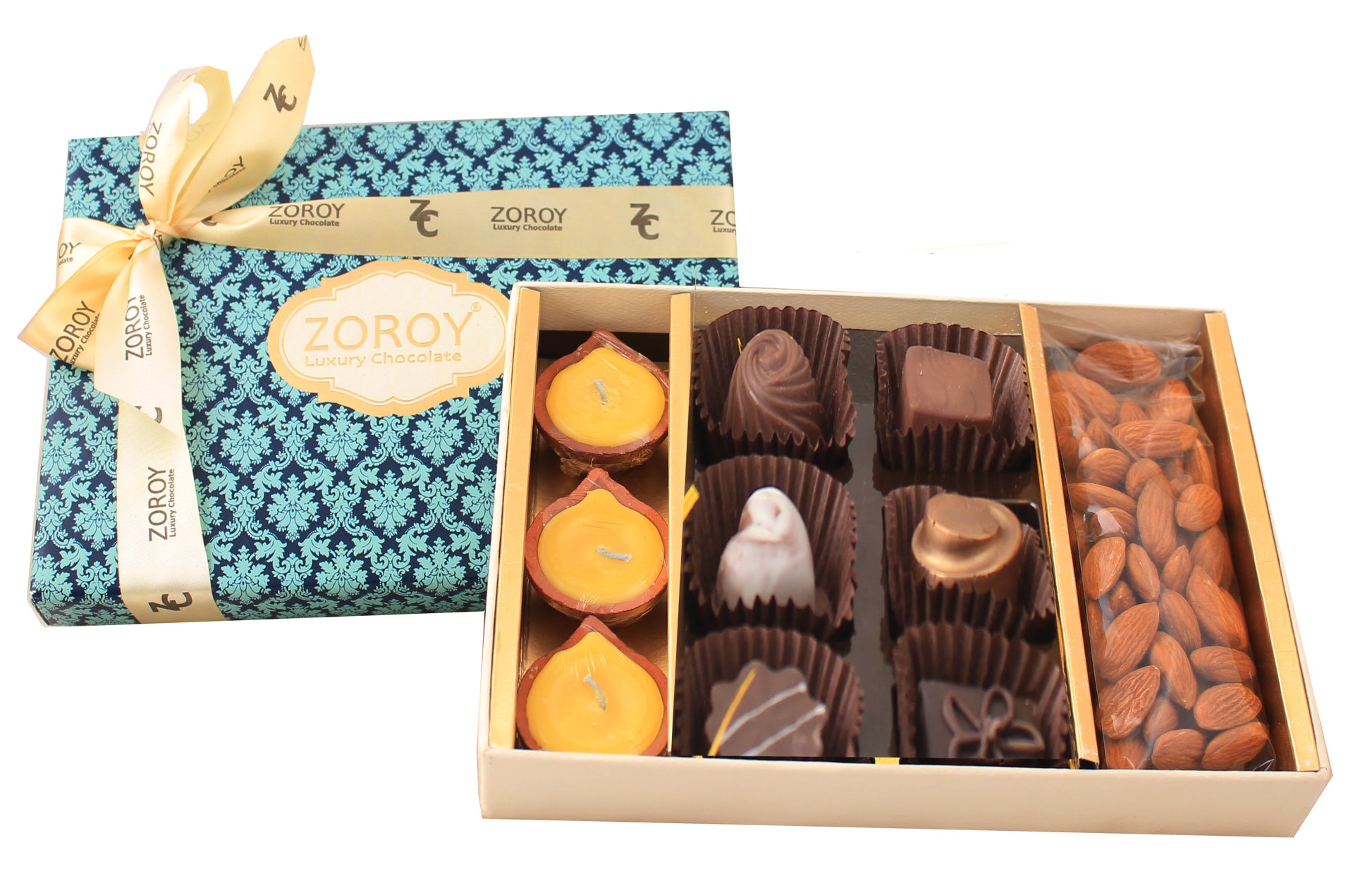 ZOROY Diwali Combo Festive box of Diya, chocolates and dry fruits