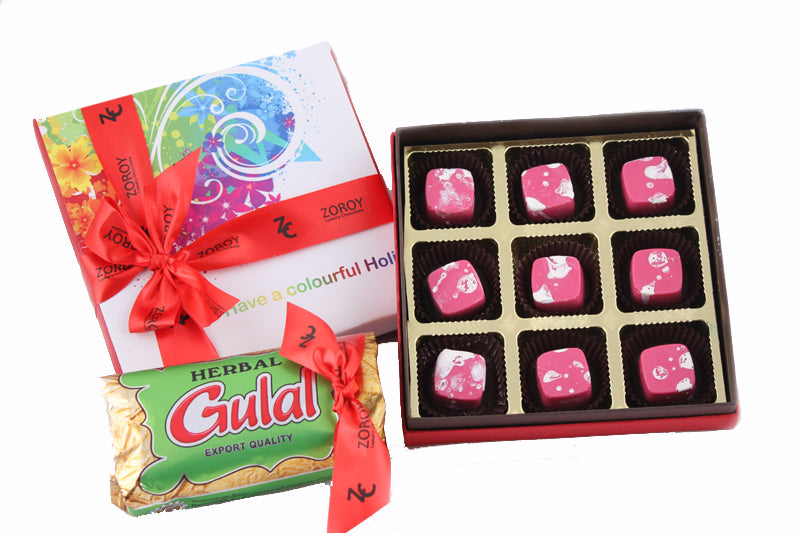 Abeer box of 9 - with 9 chocolates and Herbal gulaal