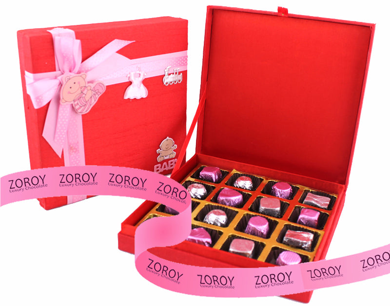Decorated Silk box wth 16 chooclates Pink