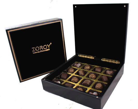 ZOROY Glossy Wooden Box of 16 Delite chocolates Gift Pack