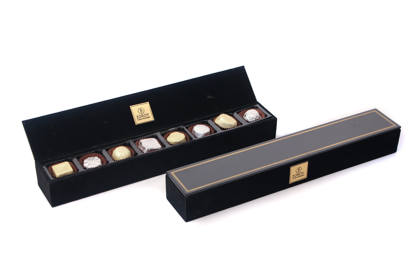 ZOROY Glossy Wooden Box with 8 Assorted Delite chocolates