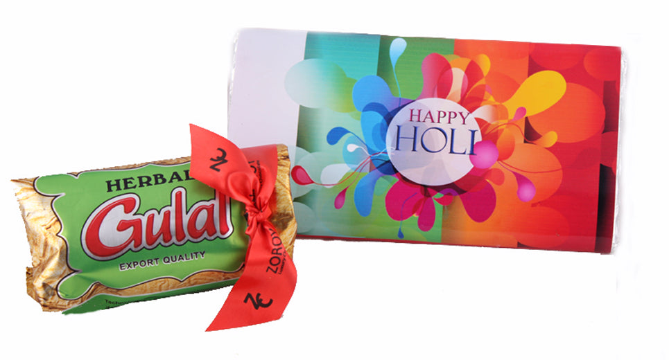 ZOROY Happy Holi Mini pack- Happy Holi Milk chocolate bar Herbal gulaal color