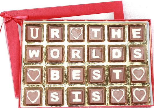 ZOROY Luxury Chocolate Rakhi Gift Sister | Message Chocolate | U R THE WORLDS BEST BRO CHocolate | Rakhi Gift for Brother | Rakshabandhan gifts for brother | Complimentary Rakhi | 24 chocolate letters