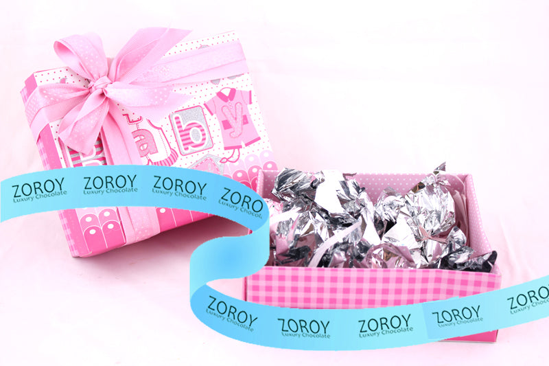 Pink BABY printed box with 10 chocolates