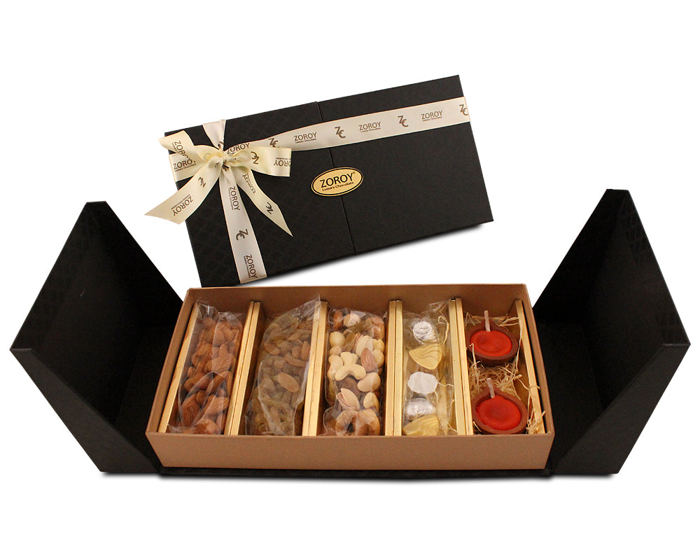 ZOROY The Festive hamper combo box of chocolates and 2 wax diyas