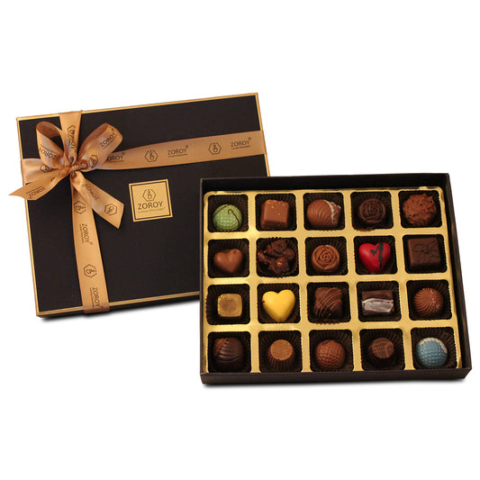 ZOROY LUXURY CHOCOLATE Box of 20 Pure Couverture Nut Chocolate