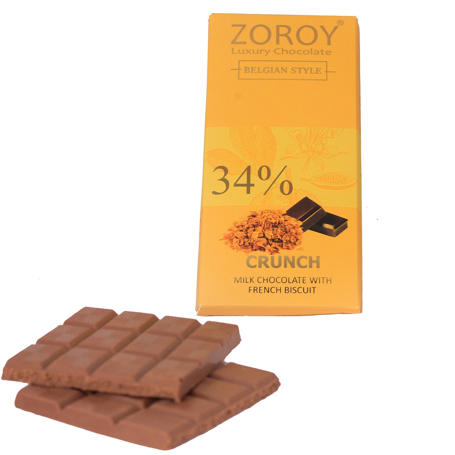 ZOROY LUXURY CHOCOLATE 100% Couverture Milk chocolate bar | French Biscuit Crunch