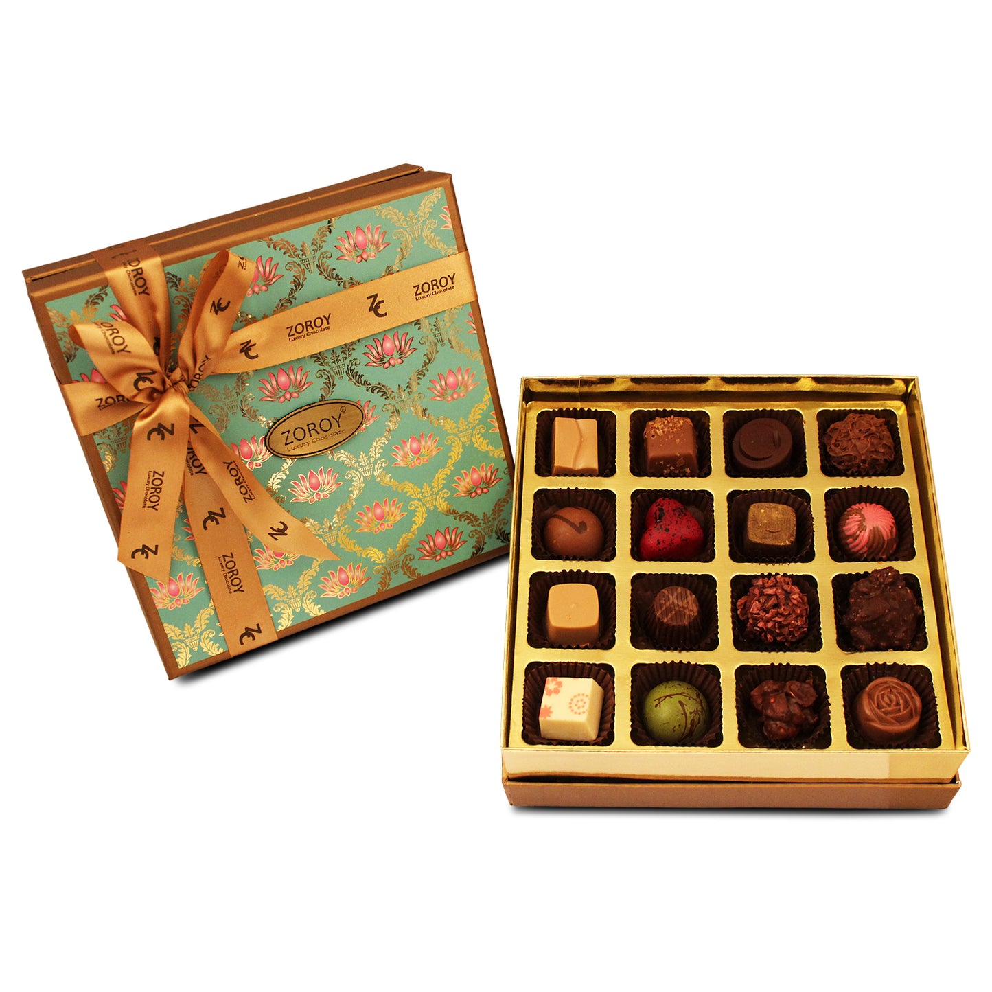 ZOROY LUXURY CHOCOLATE Box of 16 Pure Couverture Chocolate