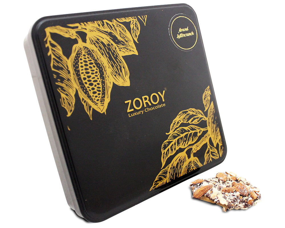 ZOROY LUXURY CHOCOLATE Box of Chocolate toffee Buttercrunch | Happy Rakhi Chocolate | Butter toffee Almond thins | Rakshabandhan gift | Rakhi gift combo | Dark chocolate | Gift chocolate Box | 130 gms