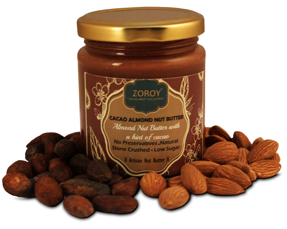 ZOROY THE FINESSE Natural creamy Chocolate Almond butter | Organic sugar | organic cacao bean | High Protein | Healthy chocolate spread | Gluten Free | No preservatives | No emulsifier | 200 grams