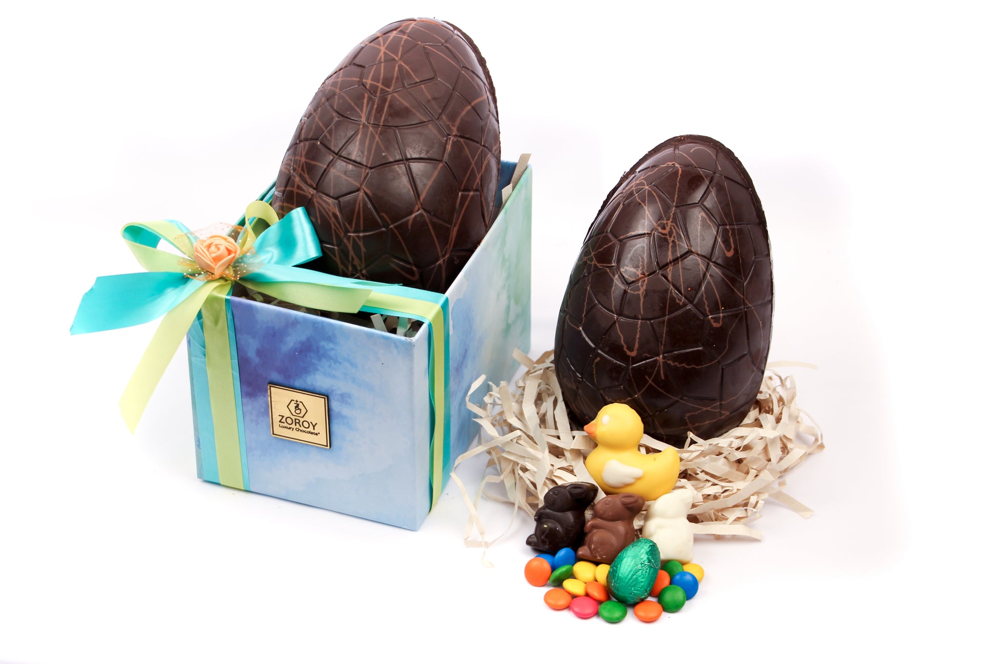 ZOROY Easter 1 Large Eggs with Bunnies and Ducks Gift Box