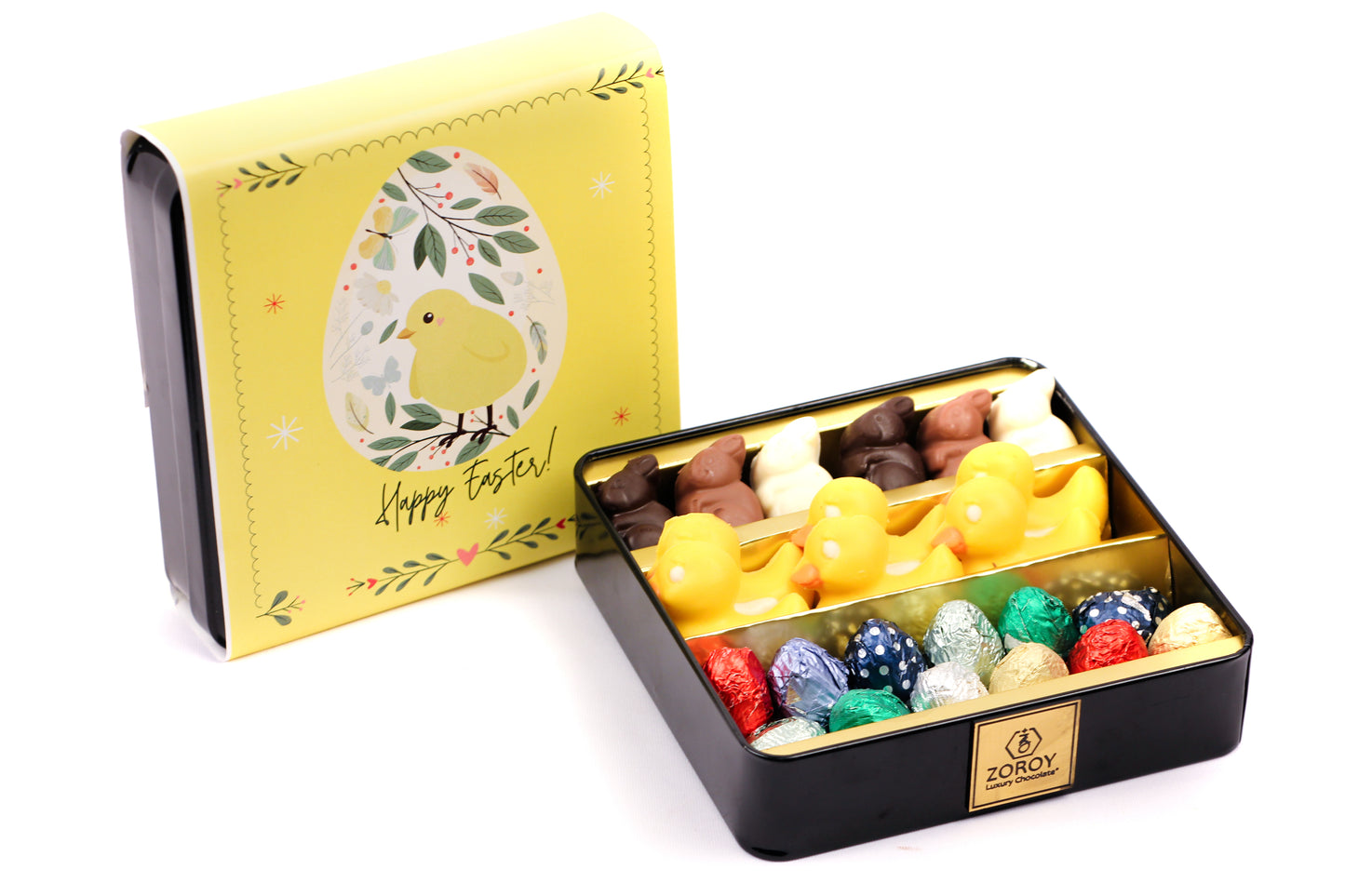 ZOROY Easter Spring Hamper with Assorted Egg's Ducks Bunnies, & Chocolate Coated Dry Fruits Nuts Gift Combo