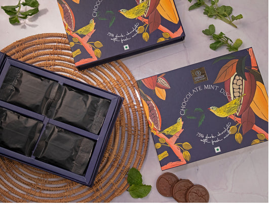 ZOROY Mint Disc with 73% Dark Chocolate | Vegan | After Dinner fresh Mint