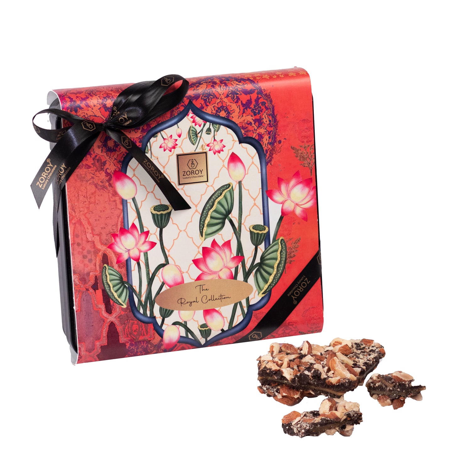 ZOROY Diwali Message Almond Buttercrunch Tin | (crisp caramelized center coated with dark chocolates & almonds) - 150 gms