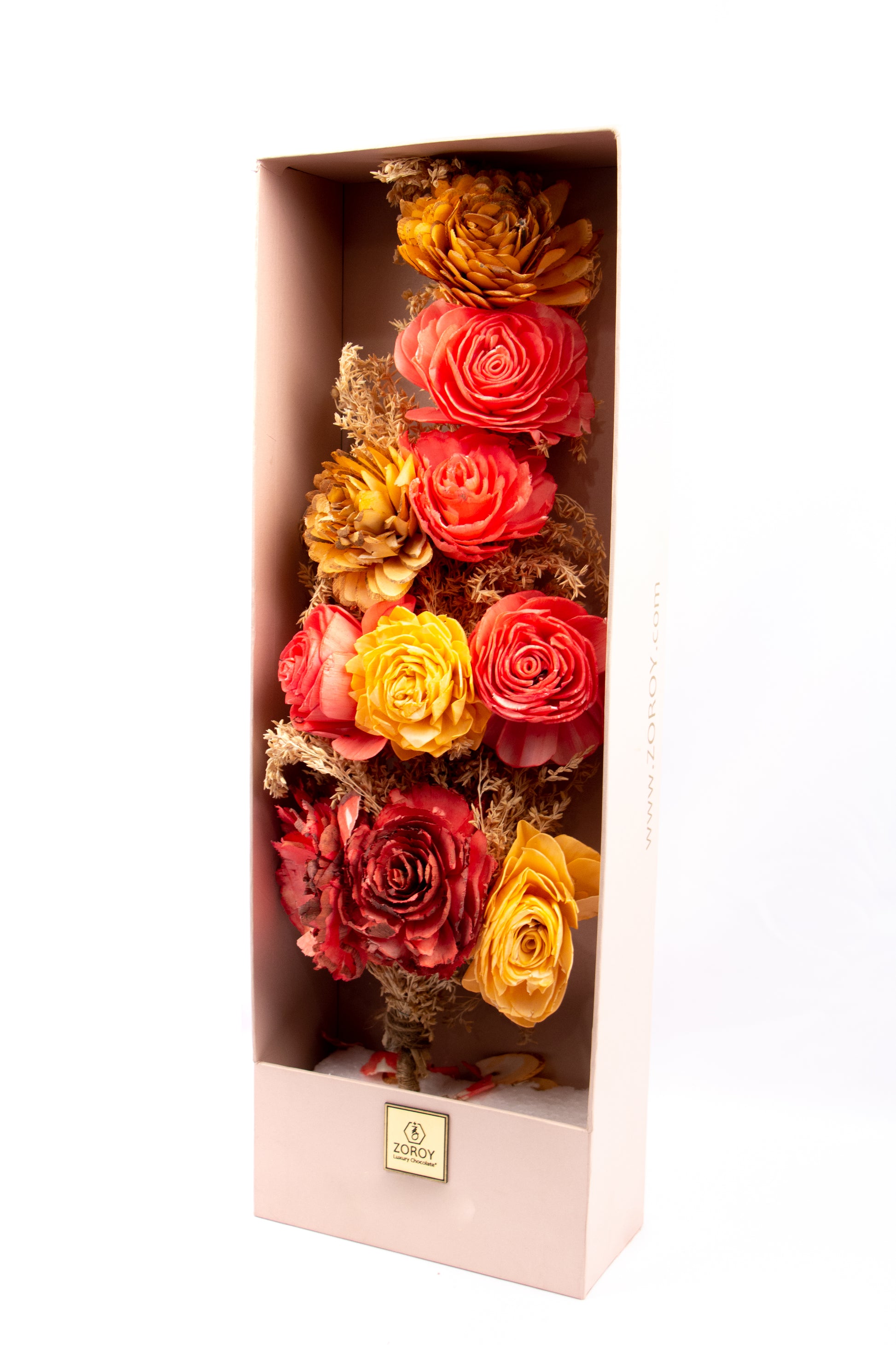 ZOROY The Finessee Dry flower bouquet in box for any ocassion | 10 flowers Bunch arrangement for Gifting & Home Decor | Multicoloured floral Large