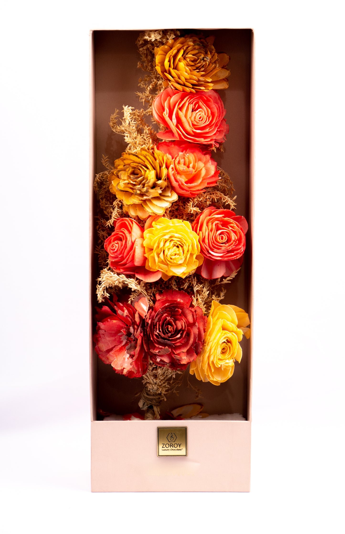 ZOROY The Finessee Dry flower bouquet in box for any ocassion | 10 flowers Bunch arrangement for Gifting & Home Decor | Multicoloured floral Large