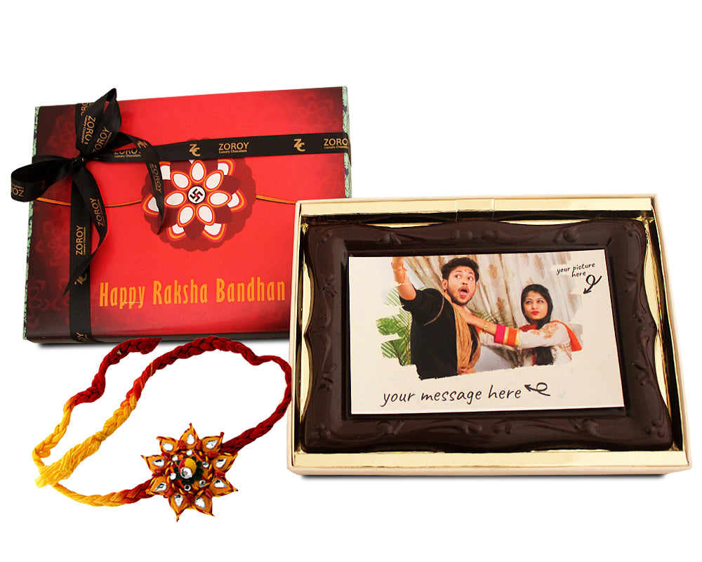 ZOROY Happy Rakhi Photo frame chocolate with edible photograph