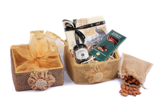 ZOROY JUTE AND ORGANZA TIE UP HAMPER (Mini)