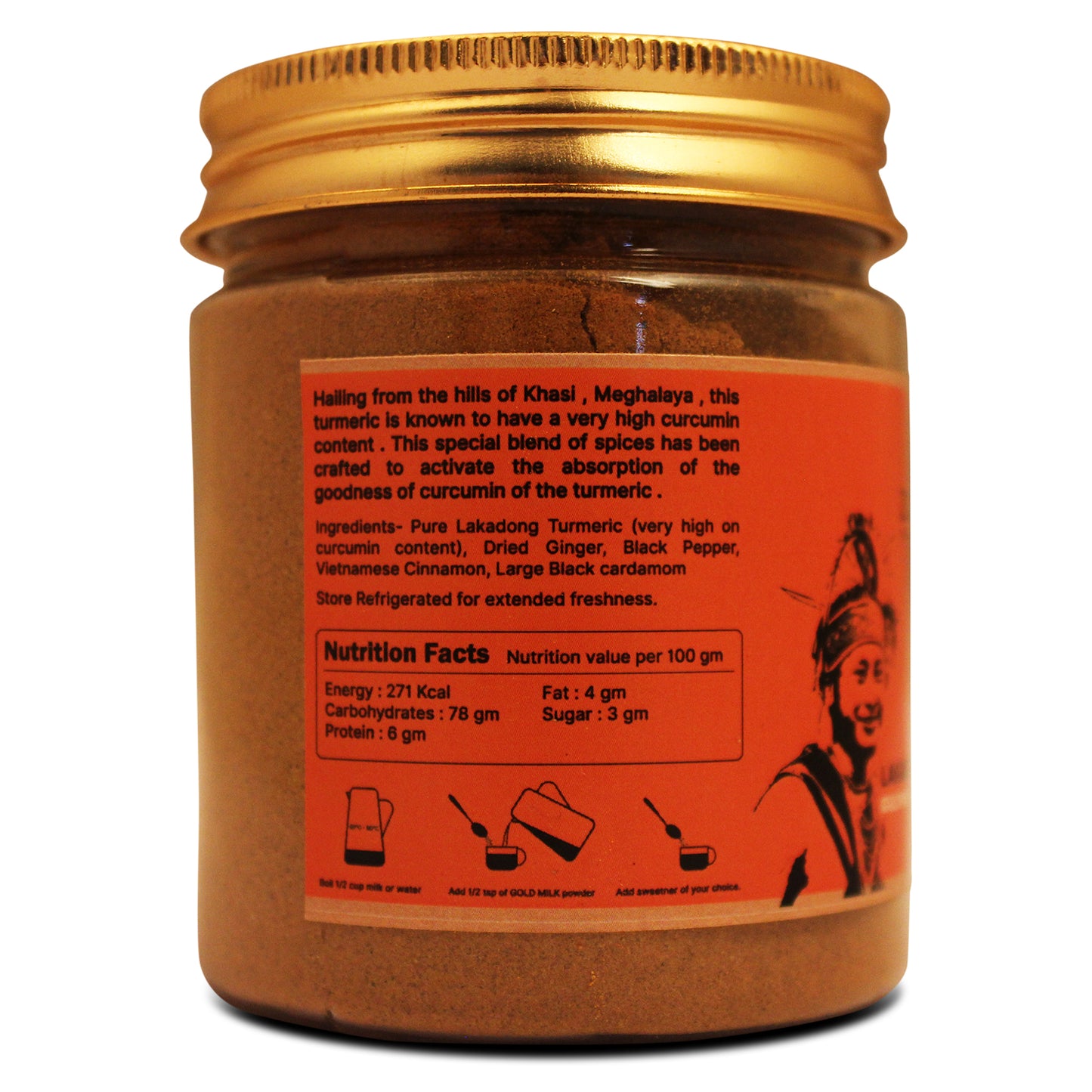 ZOROY THE FINESSE Lakadong Turmeric Gold Milk Masala | From Khasi hill of Meghalaya | High Curcumin Turmeric | Spice Mix | Immunity Booster Gold Latte | No artificial colors | No preservatives | 100G