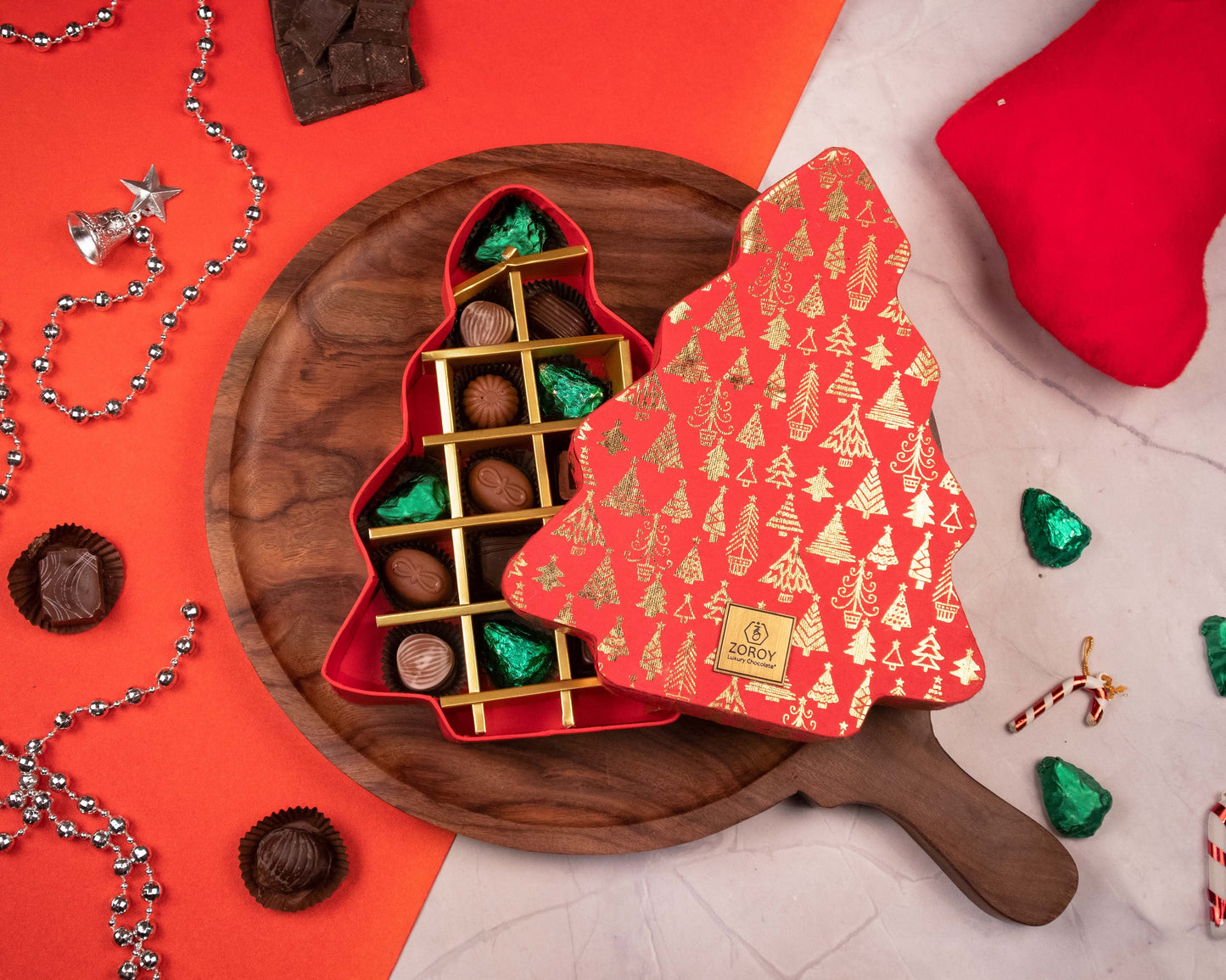 ZOROY Luxury Chocolate Carnival Combo Hamper | Christmas & New Year Combo | Christmas tree chocolate box | Gourmet cookies | Plum cake