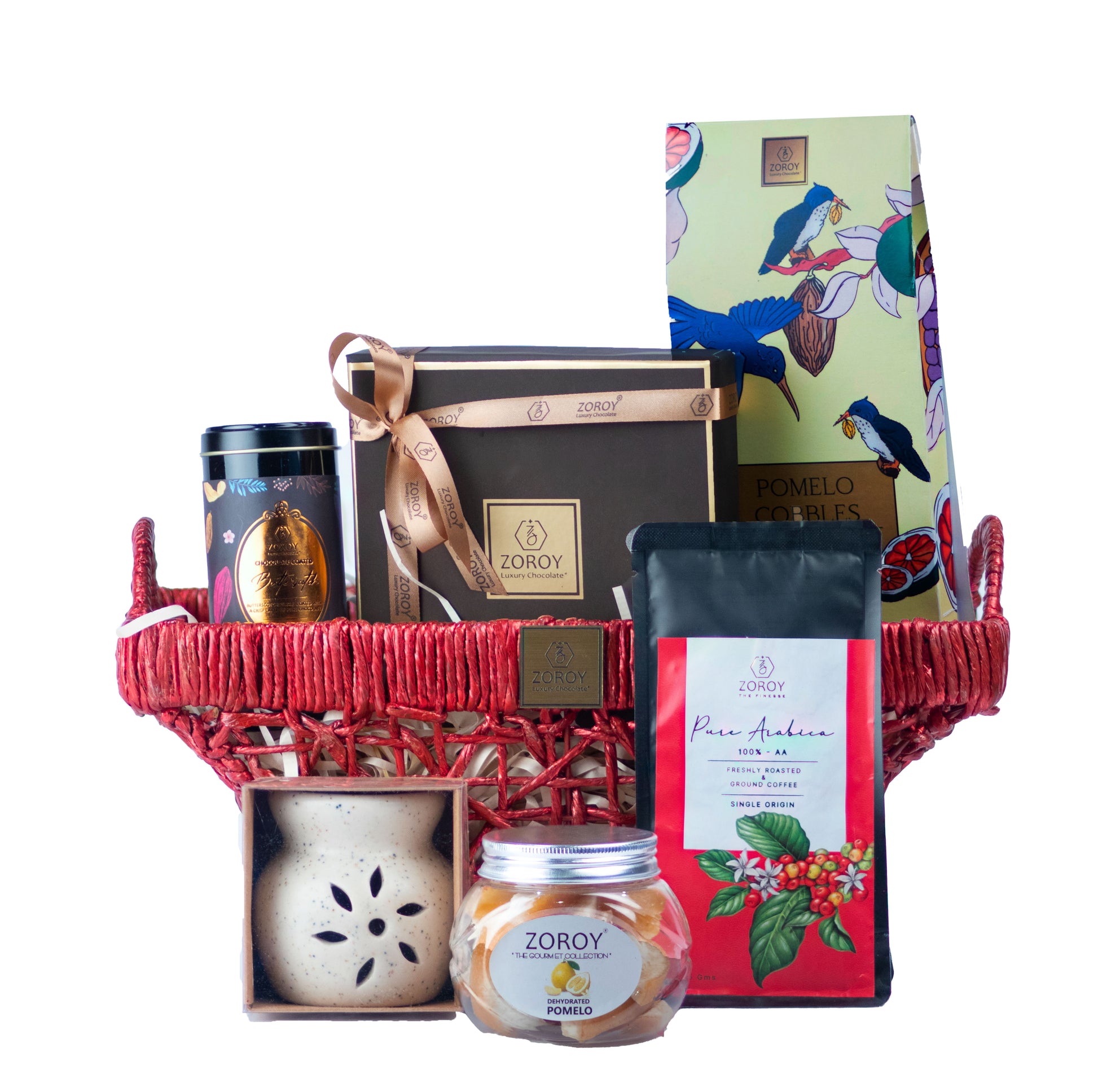 ZOROY Luxury Chocolate Classic Sleigh Gift Hamper Combo For Diwali Corporate Birthday Christmas | Belgian style chocolate Dehydrated fruits | chocolate coated nuts Aroma diffuser | Arabica ground coffee