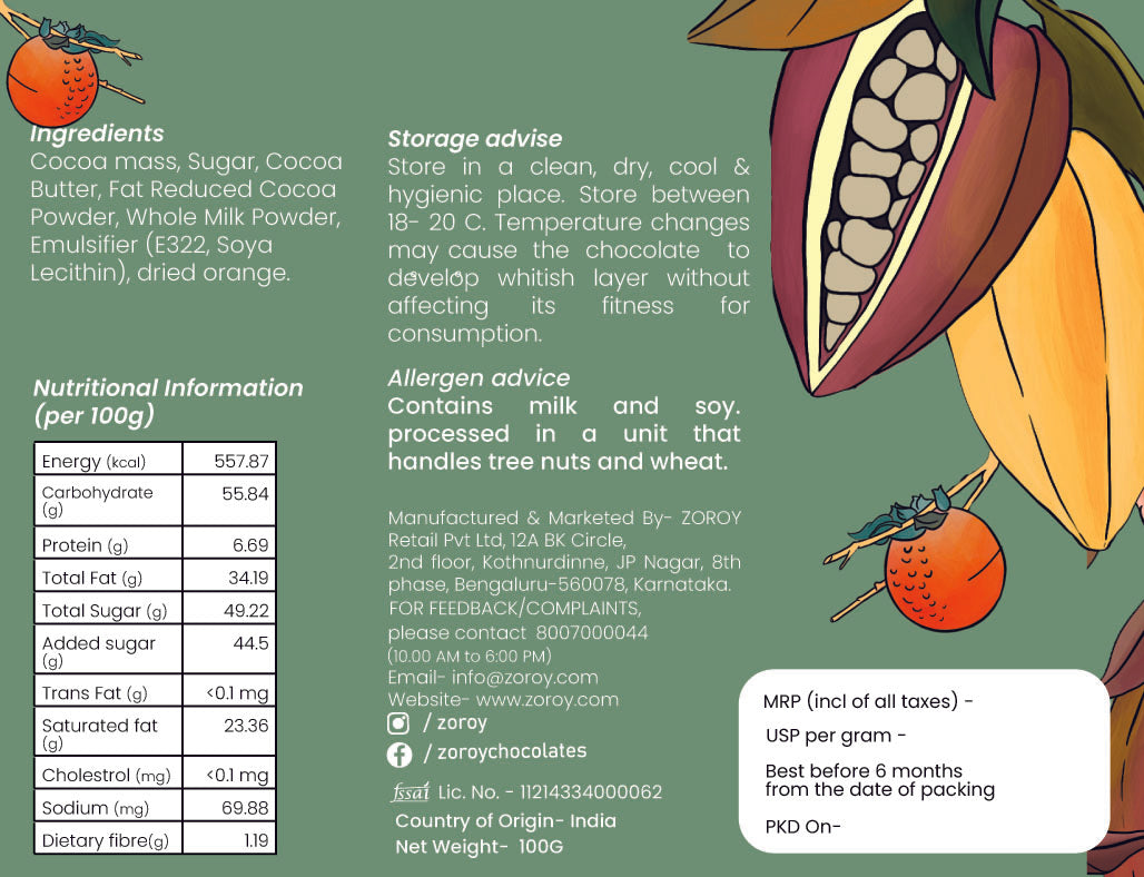 ZOROY Orange Disc in Milk Chocolate | 100G | 100% Veg