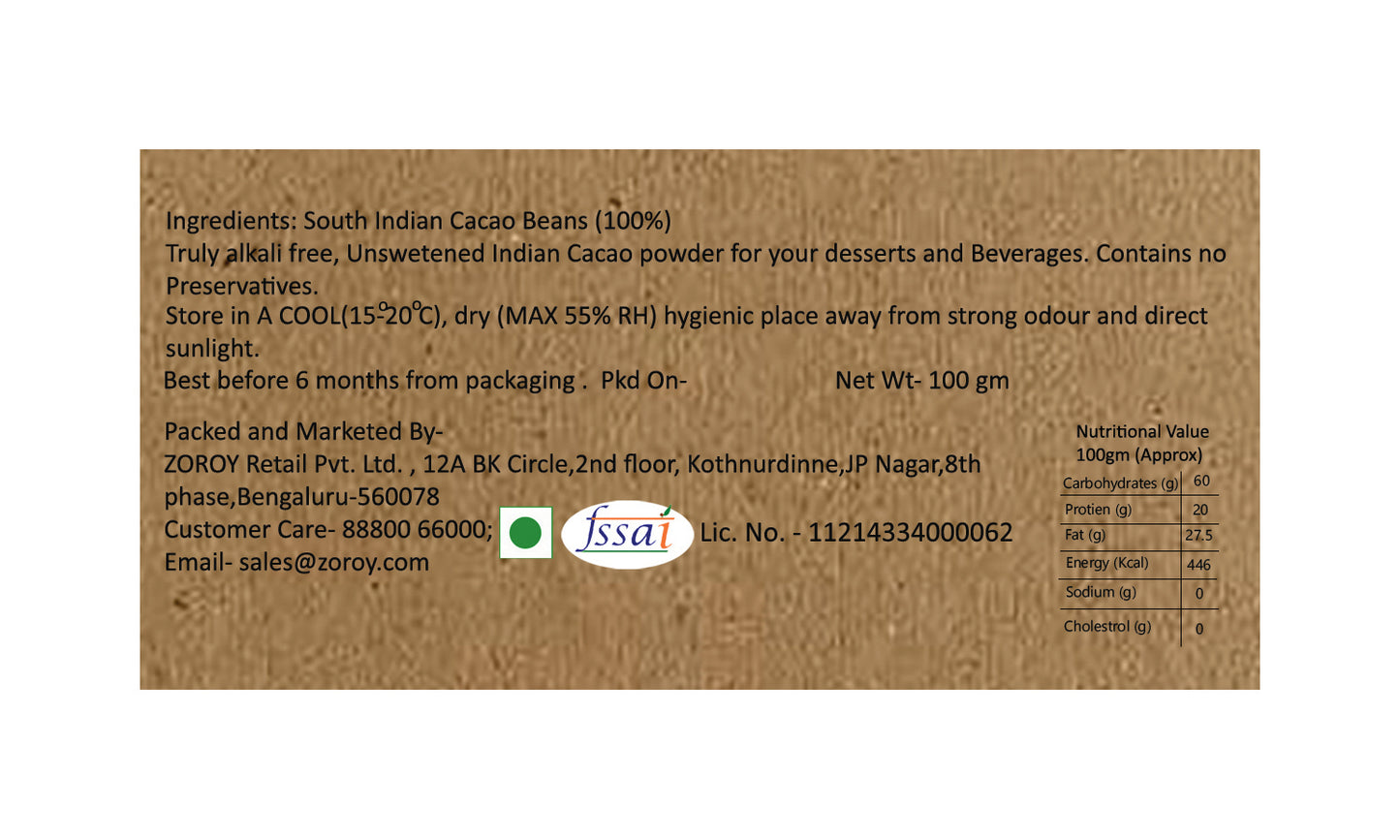 ZOROY Purist collection Natural Coco Powder, 100 gms