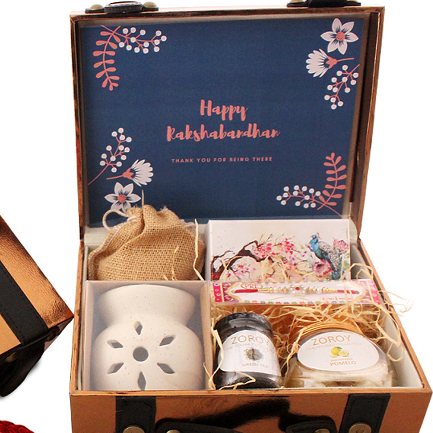 ZOROY Luxury Chocolate Rakhi Hamper for Brother Sister | Leather Box Rakhi set with dry fruits | Rakhi chocolate | Rakhi set for Bhaiya Bhabhi | Dried fruits | Rakhi gift combo | Rakshabandhan gift