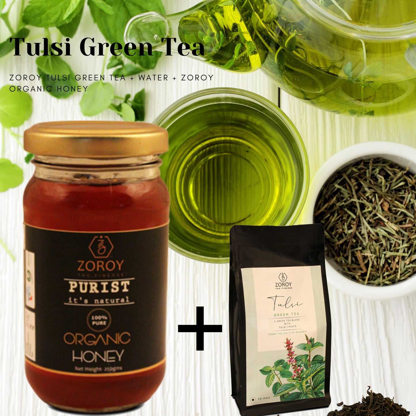 ZOROY THE FINESSE Tulsi Green tea | 100% Natural Herbal Detox | No Flavours | No essences | No Additives | Rejuvenating Tulsi chai | Anti Oxidant rich | Natural immunity Booster | Set of 2 | 150 Gms