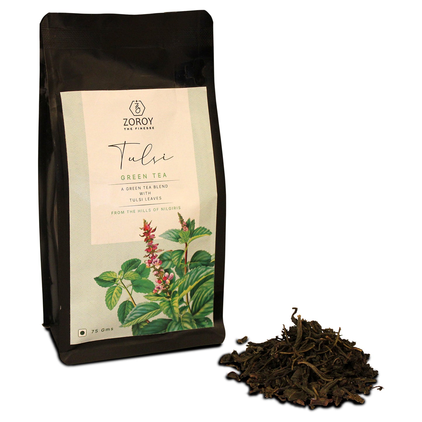 ZOROY THE FINESSE Tulsi Green tea | 100% Natural Herbal Detox | No Flavours, no oils no essences | No Additives | Rejuvinating Tulsi chai | Anti Oxidant rich | Natural immunity Booster | 75 Gms