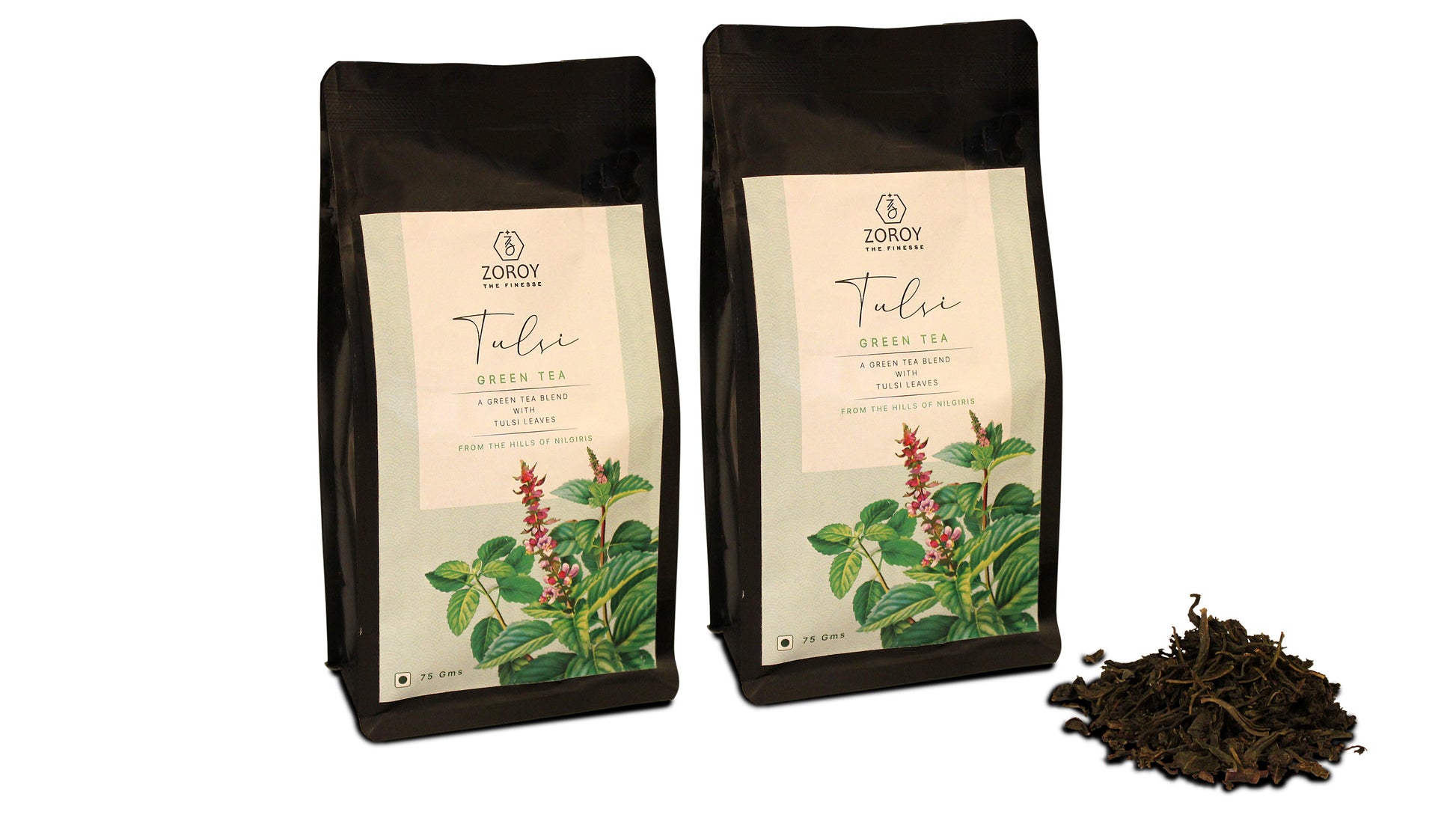ZOROY THE FINESSE Tulsi Green tea | 100% Natural Herbal Detox | No Flavours | No essences | No Additives | Rejuvenating Tulsi chai | Anti Oxidant rich | Natural immunity Booster | Set of 2 | 150 Gms