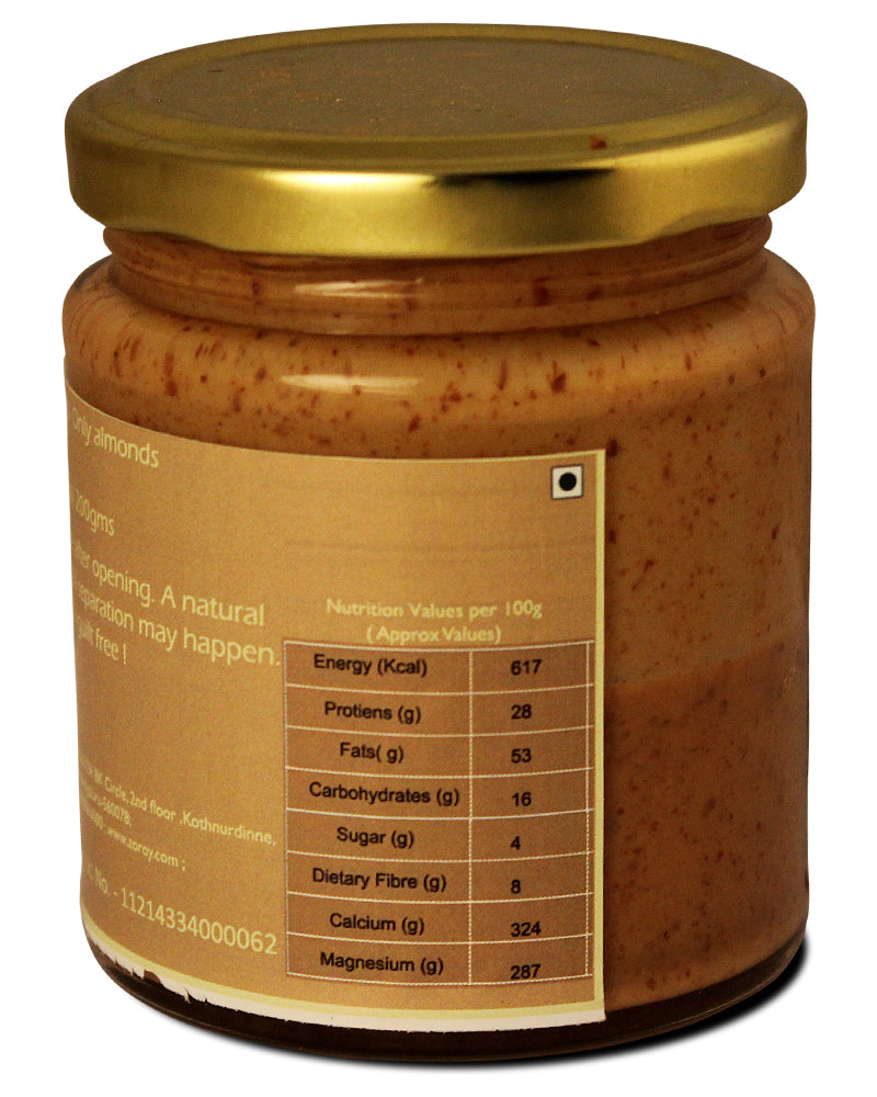 ZOROY THE FINESSE Pure Unsweetened Natural Creamy Almond butter | No sugar | High Protein | Vegan | Keto friendly | Gluten Free | No preservatives | No emulsifier | No added oil | 200 grams