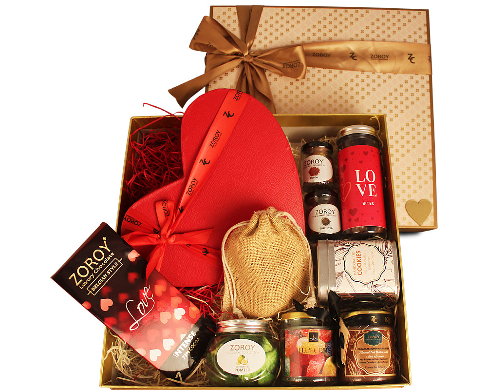 ZOROY Luxury Chocolate Valentine Love Peach Loaded Gift Hamper For Girlfriend | BoyFriend Anniversary Gifts For Wife | Husband | Love Message Chocolates | Chocolate Hamper For Couples