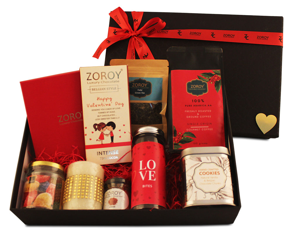 ZOROY Luxury Chocolate Valentine Love Well wisher Gift Hamper For Girlfriend | BoyFriend Anniversary Gifts For Wife | Husband | Love Message Chocolates | Chocolate Hamper For Couples