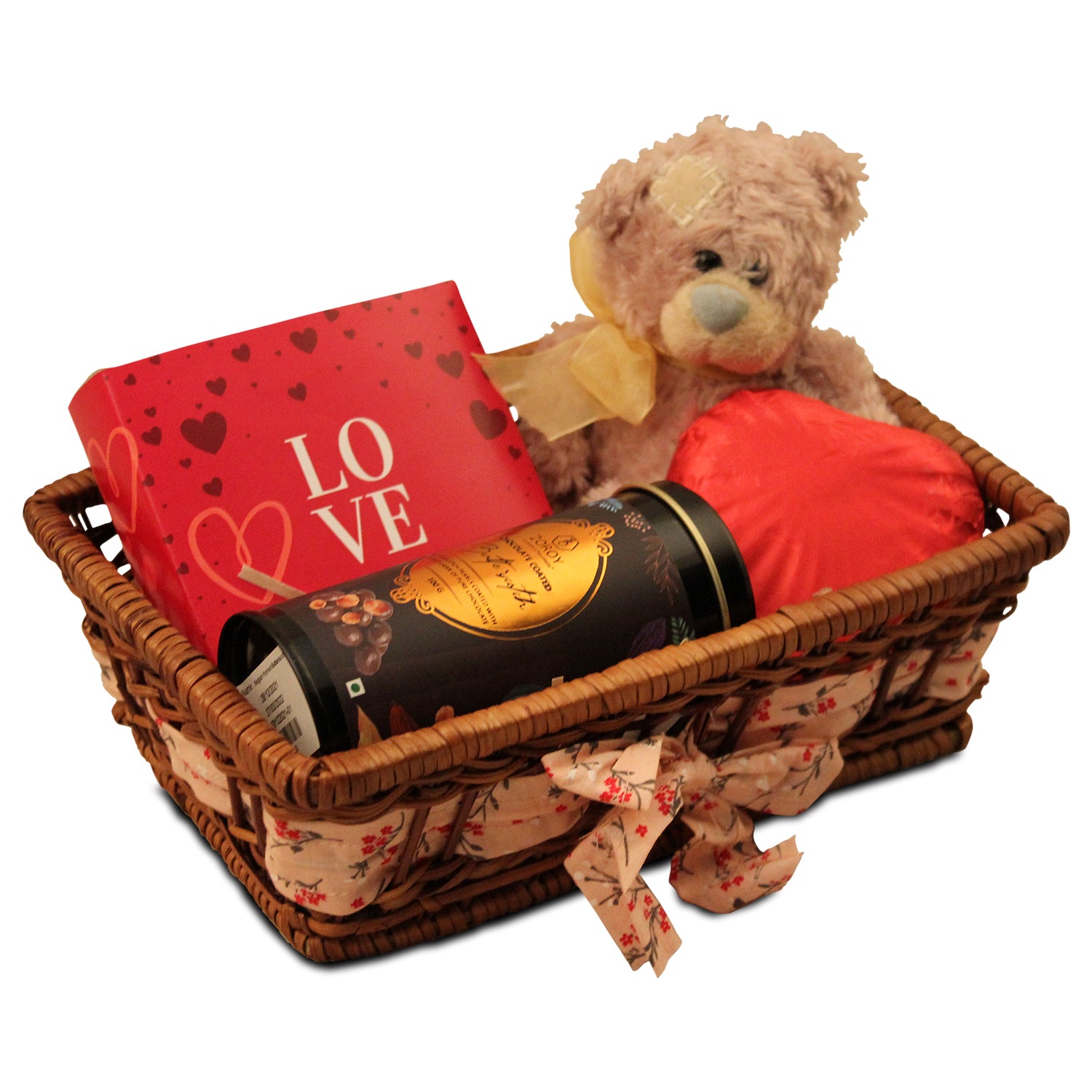 ZOROY Luxury Chocolate Valentines Essential Hamper | Assorted Chocolates | A gift for someone you love | Heart shaped milk chocolate | Chocolate coated nuts 100G | Teddy bear | 100% Veg