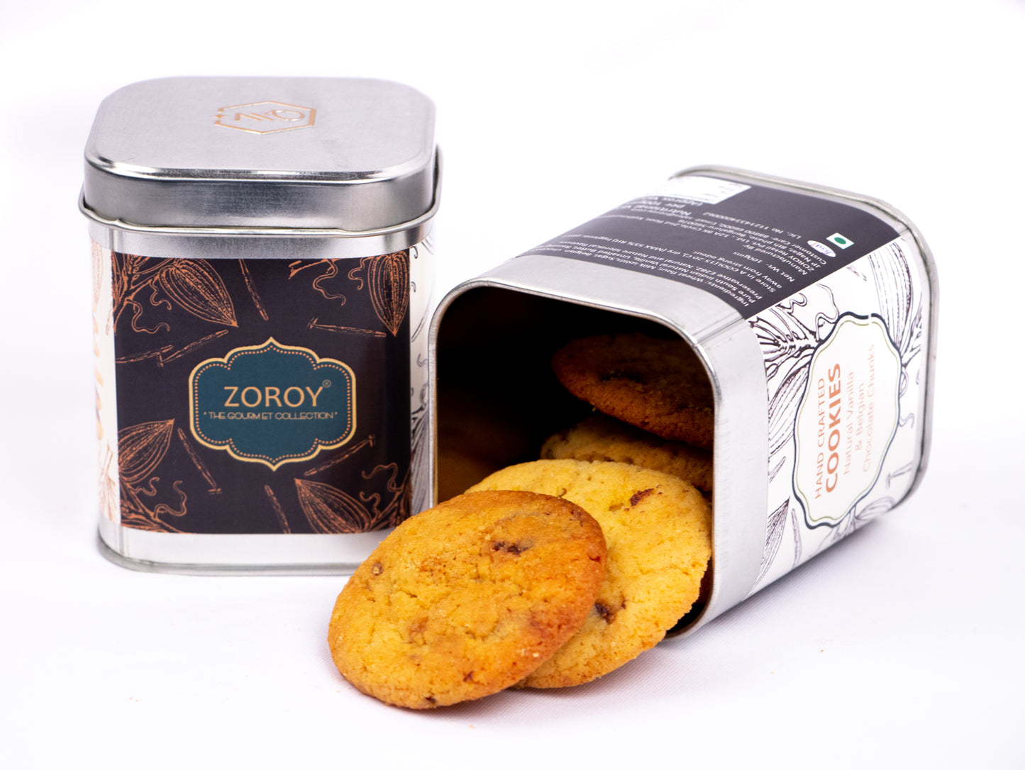 ZOROY THE FINESSE Vanilla and Belgian Chocolate chunk cookies | Premium Artisanal Handcrafted cookies | Eggless gourmet cookies | cookies gift pack | Set of 2 | 200gms