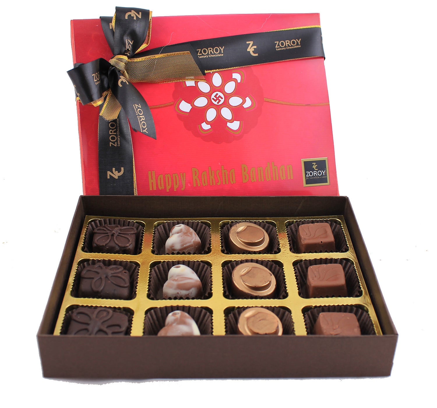 ZOROY Luxury Chocolate Rakhi Chocolate Gift for Brother | Rakhi Gift for Brother / Bhabhi |Rakhshabandhan gift for sister| Rakhi gift combo | rakhi chocolate pack | Complimentary Rakhi | 12 chocolates